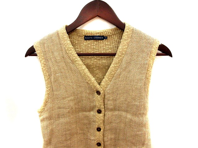 ラルフローレン RALPH LAUREN ベスト ニット 前開き 麻 リネン