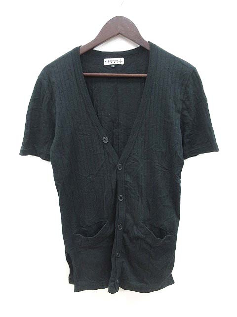 クランプリュス ミッシェルクラン Klein Plus Homme カーディガン 半袖 ストライプ 46 黒 ブラック Kb メンズ 195 ベクトルパーク