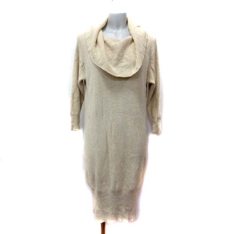 ナノユニバース Nano Universe ニットワンピース 長袖 オフタートル リブ F ベージュ Yi レディース 195 ベクトルパーク