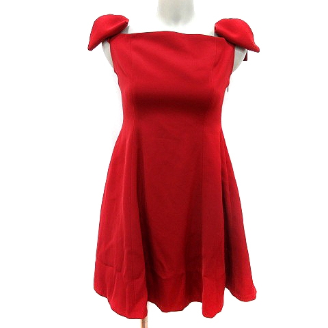 ニーナミュウ Nina Mew フレアワンピース ミニ リボン ノースリーブ F 赤 レッド Ms レディース 195 ベクトルパーク