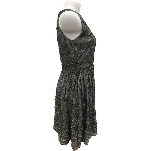 ザラ Zara Collection ワンピース フレア ひざ丈 ノースリーブ メッシュ 総柄 緑 カーキ Kb レディース 195 ベクトルパーク