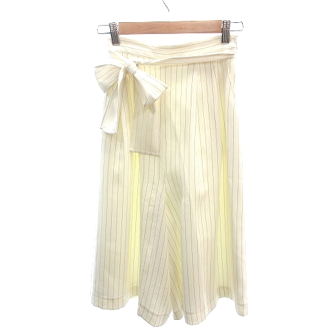 アプワイザーリッシェ Apuweiser-riche ガウチョパンツ ストライプ ウエストマーク 0 アイボリー 白 ホワイト /AU レディース