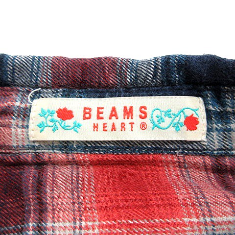 ビームスハート Beams Heart シャツワンピース ミニ チェック 長袖 赤 レッド 紺 ネイビー Mn レディース 195 ベクトルパーク