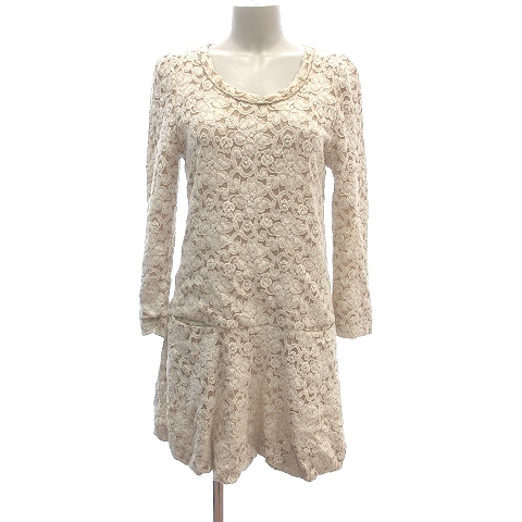 ルージュヴィフ Rouge Vif ワンピース ミニ 長袖 総レース 花柄 白 ホワイト ベージュ Ct レディース 195 ベクトルパーク