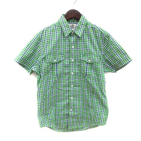 ティンバーランド Timberland シャツ 半袖 チェック S 緑