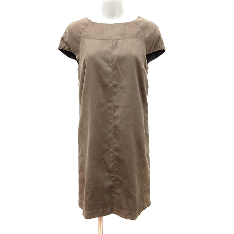 ザラ ベーシック Zara Basic ワンピース ミニ ボートネック フェイクスエード フレンチスリーブ M 茶 ブラウン Au レディース 195 ベクトルパーク