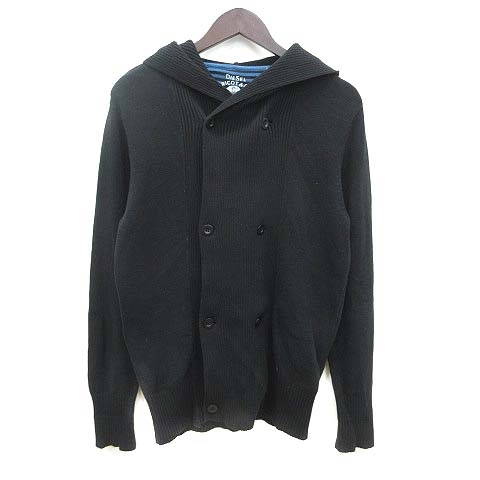 ディーゼル DIESEL ニットカーディガン 長袖 フード付 M 黒 ブラック 