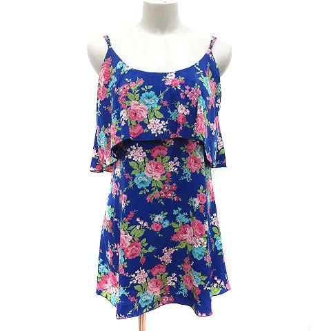 マーキュリーデュオ Mercuryduo キャミワンピース ミニ 花柄 Vバック F 青 ブルー Kb レディース 195 ベクトルパーク