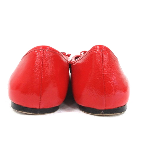 ザラ ベーシック Zara Basic バレエシューズ フラット レザー ポインテッドトゥ リボン 35 赤 レッド Ct レディース 195 ベクトルパーク