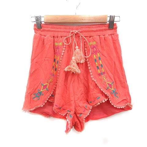 アナップ Anap ショートパンツ フリンジ 刺繍 F コーラルオレンジ Kb レディース 195 ベクトルパーク