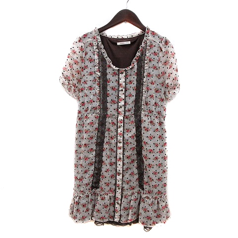 アクシーズファム Axes Femme ワンピース ミニ 花柄 レース 半袖 シフォン M 白 アイボリー Mn レディース 195 ベクトルパーク