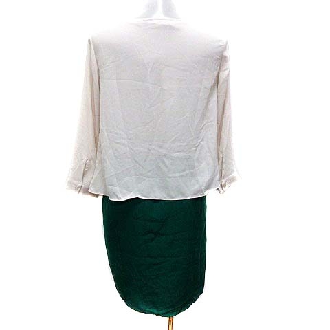 未使用品 ケイビーエフ Kbf アーバンリサーチ ひざ丈ワンピース 切替 長袖 One ベージュ 緑 グリーン Yk レディース 195 ベクトルパーク