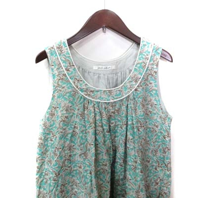 アダムエロペ Adam Et Rope ひざ丈ワンピース ノースリーブ 花柄 38 青 ブルー 茶 ブラウン Yi レディース 195 ベクトルパーク