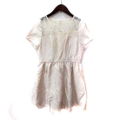 マーキュリーデュオ Mercuryduo ひざ丈ワンピース 半袖 レース F ベージュ Yi レディース 195 ベクトルパーク