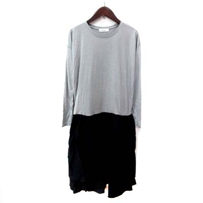 ニコアンド Niko And ロングワンピース 長袖 ドッキング 切替 グレー 黒 ブラック Yi レディース 195 ベクトルパーク