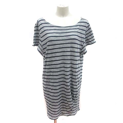 アメリカンラグシー American Rag Cie ワンピース ミニ フレンチスリーブ ボーダー 麻 リネン F グレー Kb レディース 195 ベクトルパーク