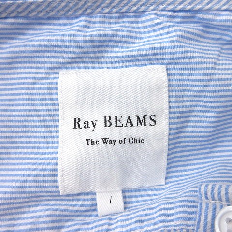 レイビームス Ray Beams シャツワンピース フレア ひざ丈 ノースリーブ ウエストマーク ストライプ 1 青 ブルー Ct レディース 195 ベクトルパーク