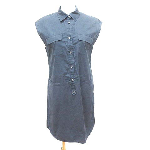 ボールジー Ballsey トゥモローランド シャツワンピース ひざ丈 フレンチスリーブ 38 紺 ネイビー Yk レディース 195 ベクトルパーク