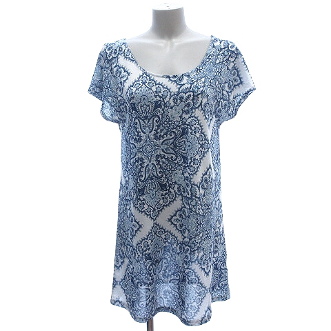 リップサービス Lip Service ワンピース ミニ ボートネック ペイズリー柄 半袖 青 ブルー 白 ホワイト Au レディース 195 ベクトルパーク