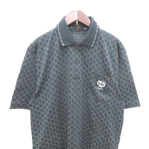 エムシーエム MCM Legere ポロシャツ カットソー 総柄 半袖 M 黒 
