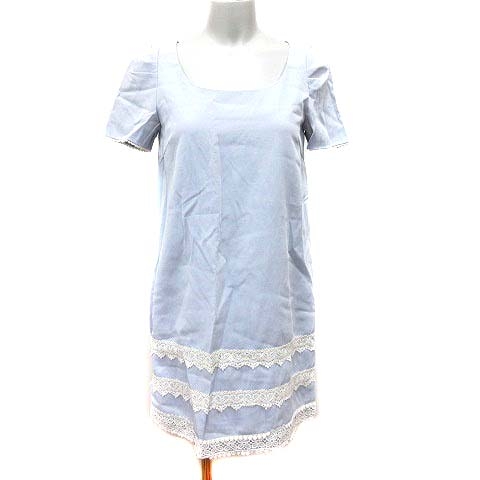 マーキュリーデュオ Mercuryduo ミニワンピース レース 半袖 F 青 ブルー 白 ホワイト Yk レディース 195 902006050238 ベクトルパーク