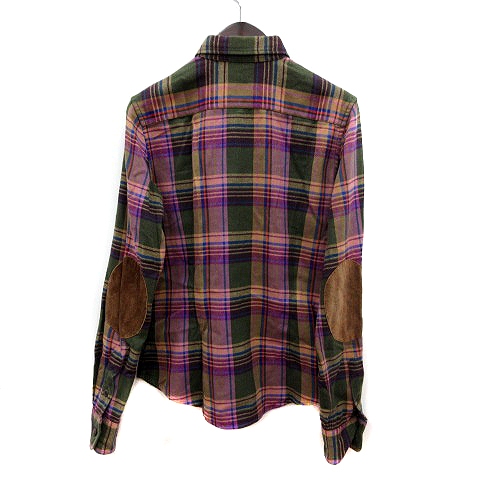 10 さま90's Ralph Lauren ネルシャツ　スエード肘当て付 ラルフローレン RALPH LAUREN ネルシャツ チェック 長袖 エルボー
