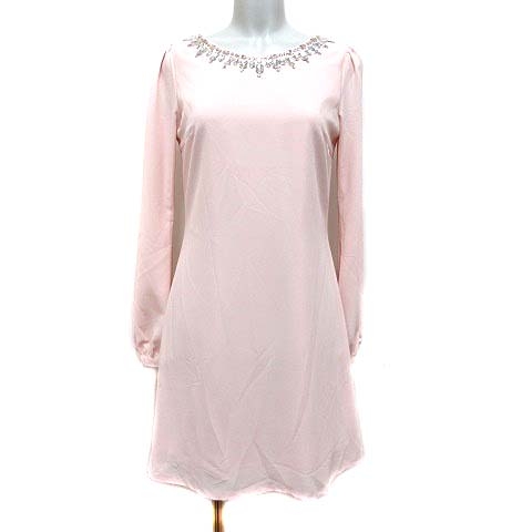 レディ Rady ひざ丈ワンピース ビジュー 長袖 F ベージュ ピンク Yk レディース 195 902006170204 ベクトルパーク