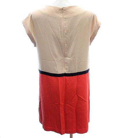 テチチ Te Chichi ドッキングワンピース ミニ ボートネック ロールアップ フレンチスリーブ M ベージュ オレンジ Au レディース 195 ベクトルパーク