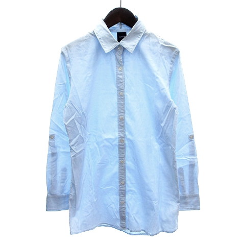 ルスーク Le Souk シャツワンピース ミニ ロールアップ 長袖 38 水色 Au レディース 195 ベクトルパーク