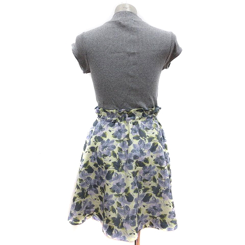 ノエラ Noela ワンピース ニット ミニ 花柄 半袖 ドッキング リブ グレー 黄色 イエロー Mn レディース 195 ベクトルパーク