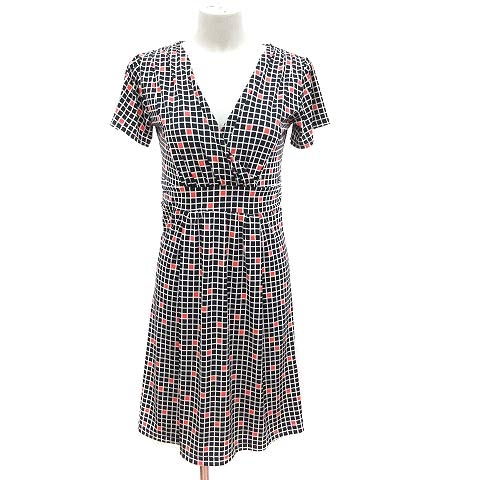 オフオン Ofuon ワンピース ひざ丈 カシュクール 半袖 総柄 38 紺 ダークネイビー Kb レディース 195 ベクトルパーク