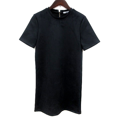 ザラ Zara ワンピース ひざ丈 フェイクスエード S 黒 ブラック Ms レディース 195 ベクトルパーク