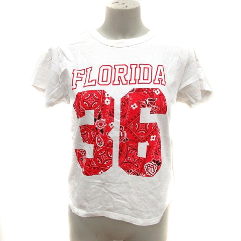 ロデオクラウンズワイドボウル Rodeo Crowns Wide Bowl Rcwb カットソー Tシャツ Uネック 半袖 S 白 ホワイト 赤 レッド Rt レディース 195 ベクトルパーク