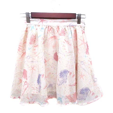 メリージェニー Merry Jenny フレアスカート ミニ 総柄 S ベージュ ピンク Yk レディース 195 ベクトルパーク