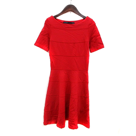 ザラ ベーシック Zara Basic ワンピース ひざ丈 半袖 Xs 赤 レッド Mn レディース 195 ベクトルパーク