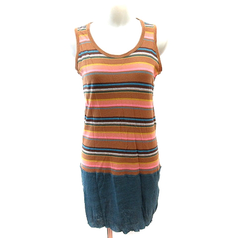 ワイズ Y S ヨウジヤマモト Yohji Yamamoto ワンピース ミニ ニット 切替 ボーダー ノースリーブ 2 茶 ブラウン Au レディース 195 ベクトルパーク