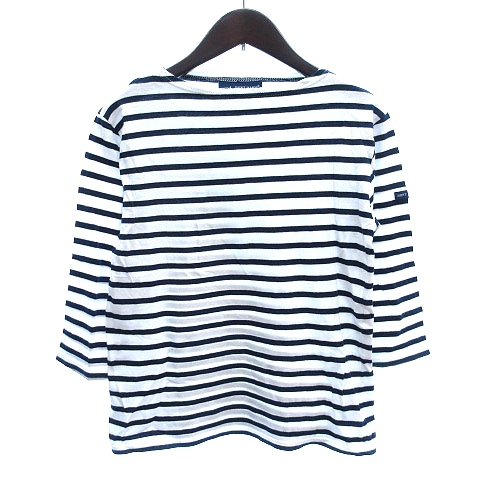 セントジェームス Saint James カットソー Tシャツ ボートネック ボーダー 七分袖 32 白 ホワイト 紺 ネイビー Au レディース 195 ベクトルパーク