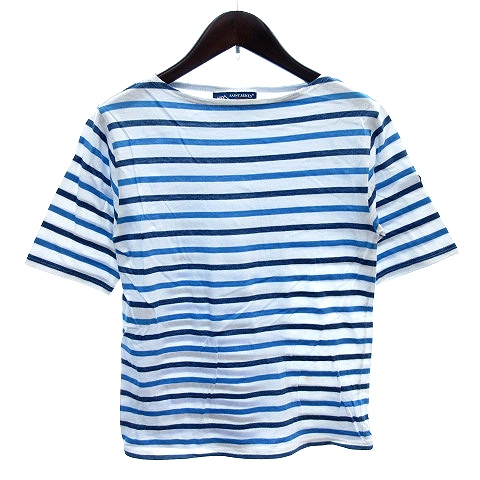 セントジェームス Saint James カットソー Tシャツ ボートネック ボーダー 半袖 Xxs 白 ホワイト 青 ブルー 水色 ライトブルー Au レディース 195 ベクトルパーク