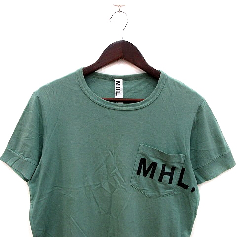マーガレットハウエル Mhl Tシャツ カットソー クルーネック ロゴ ワンポイント 半袖 M 緑 グリーン Ms メンズ 195 ベクトルパーク