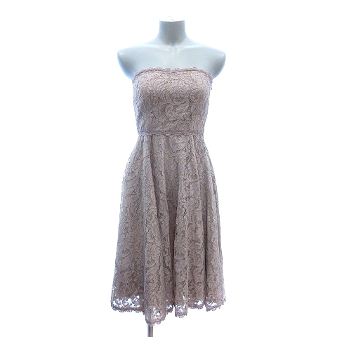 未使用品 ラグナムーン Lagunamoon フレアワンピース ひざ丈 チューブトップ レース S ベージュ St レディース 195 ベクトルパーク