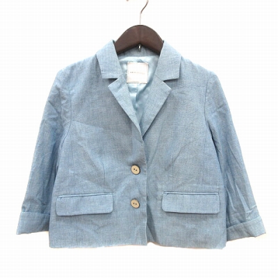 マーキュリーデュオ Mercuryduo テーラードジャケット 七分袖 ロールアップ ショート丈 総裏地 F 水色 ライトブルー Ct レディース 195 ベクトルパーク