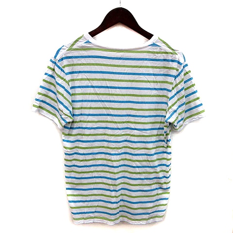 ジャーナルスタンダード Journal Standard Tシャツ カットソー Vネック ボーダー 半袖 M 白 ホワイト 青 ブルー 緑 グリーン Ms メンズ 195 ベクトルパーク