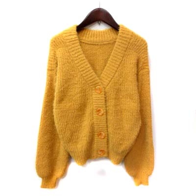 リリーブラウン Lily Brown カーディガン ニット ドロップショルダー 長袖 F 黄色 イエロー Yi レディース 195 ベクトルパーク