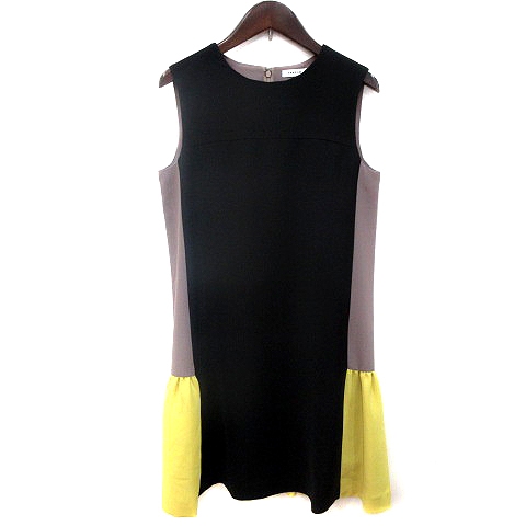 フレイアイディー Fray I D ワンピース ひざ丈 ノースリーブ 1 黒 ブラック 茶 ブラウン 黃 イエロー Ms レディース 195 ベクトルパーク