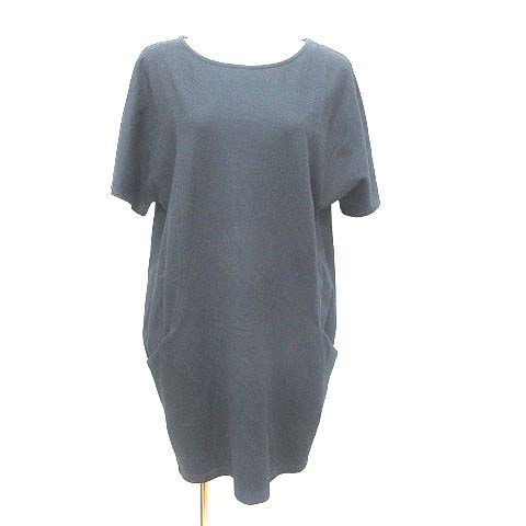 プラステ Plst ひざ丈ワンピース ウール 五分袖 2 黒 ブラック Yk レディース 195 ベクトルパーク