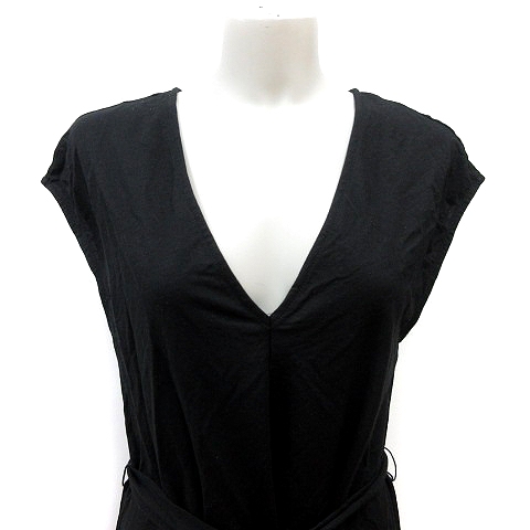 ザラ Zara フレアワンピース ロング Vネック フレンチスリーブ S 黒 ブラック St レディース 195 ベクトルパーク