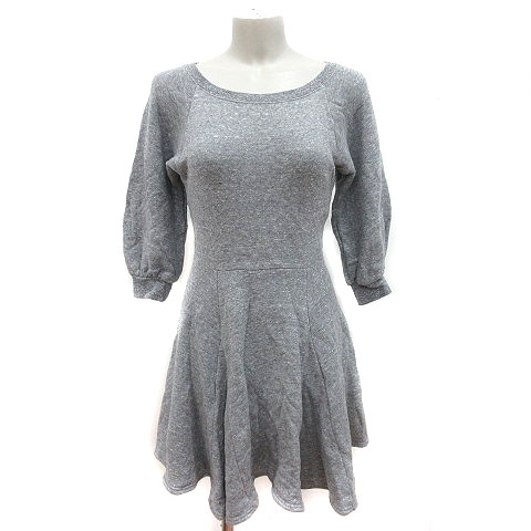 ジーヴィージーヴィー G V G V ワンピース ひざ丈 スウェット 五分袖 S グレー Kb レディース 195 ベクトルパーク