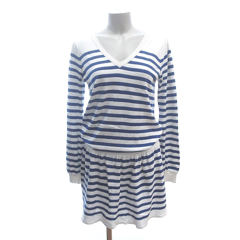 リッチ Rich ワンピース ミニ 長袖 ニット ボーダー 青 ブルー 白 ホワイト Ct レディース 195 ベクトルパーク