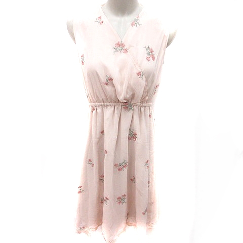 未使用品 マーキュリーデュオ Mercuryduo ワンピース Aライン ひざ丈 ノースリーブ 花柄 F ベビーピンク Rt レディース 195 ベクトルパーク