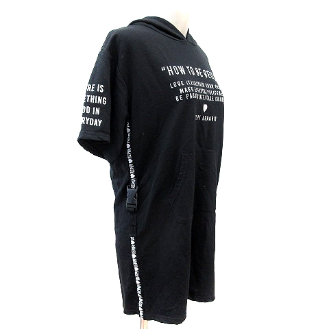 レピピアルマリオ Repipi Armario パーカーワンピース ミニ 刺繍 プリント 半袖 M 黒 ブラック Au レディース 195 ベクトルパーク